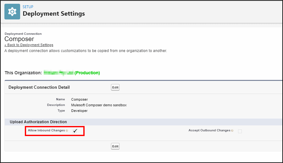 Deploying flows to production with Change Sets: allow inbound changes to production