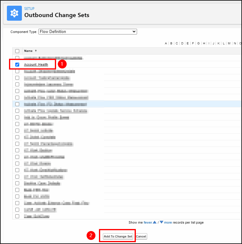 select your new flow to add to the change set for deployment to production