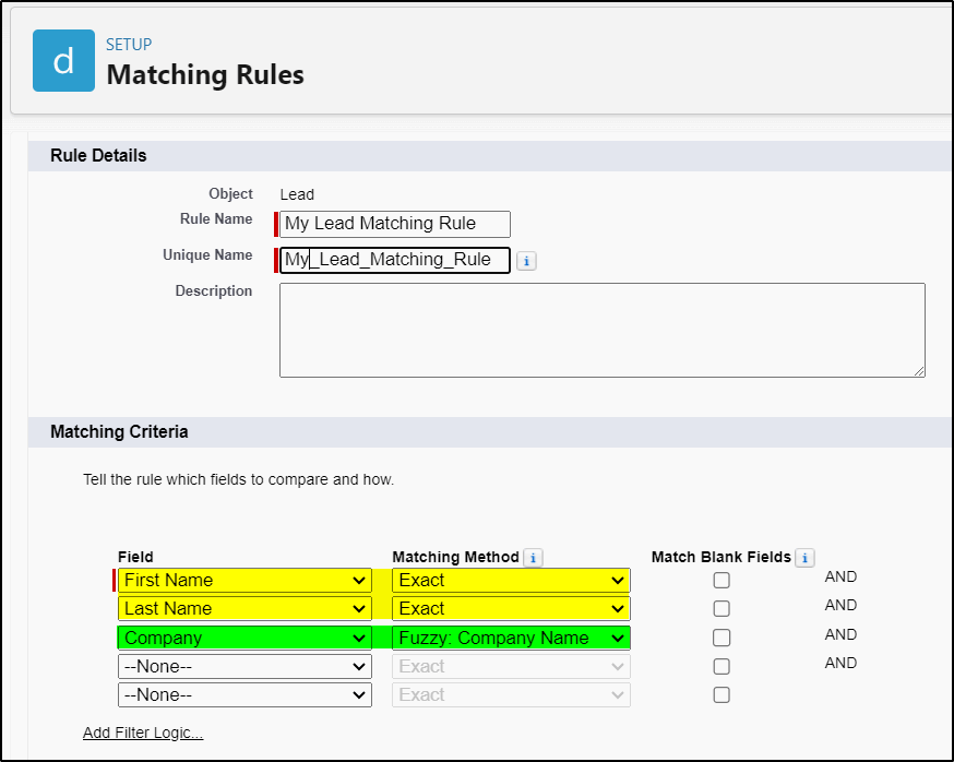 matching rules