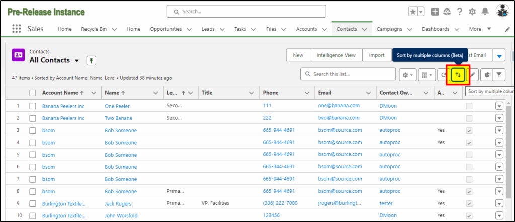 configure sort