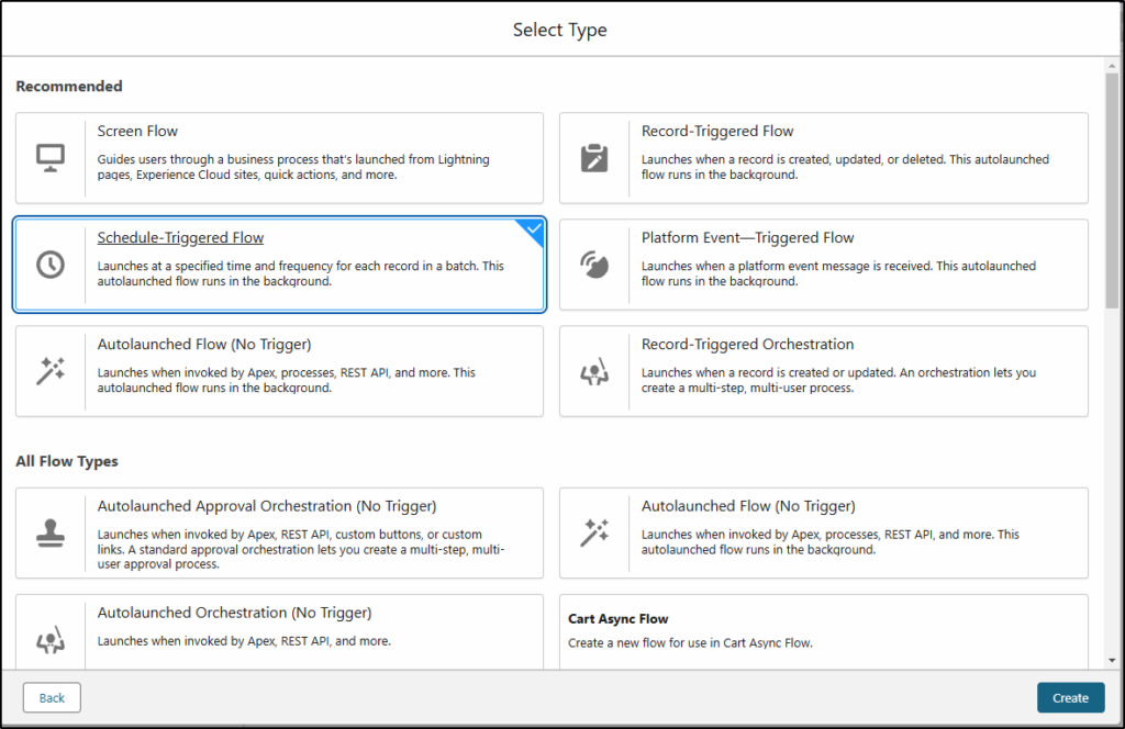 create a new Schedule-Triggered flow