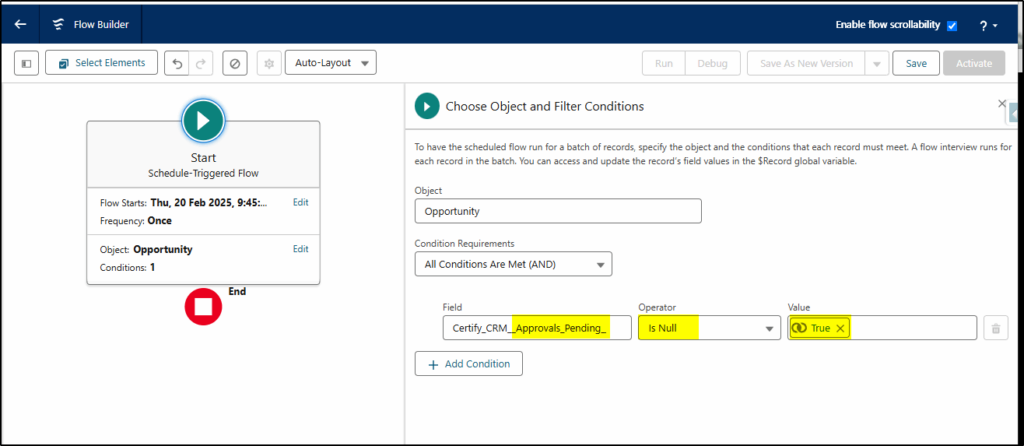 set filter conditions